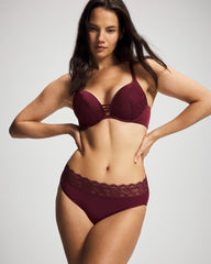 Soma / Push-up Plunge Bra with Lace VELVET PLUM