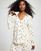 Soma / Long-Sleeve Notch Collar Pajama Top FESTIVE FIRS CHAMP DREAMS