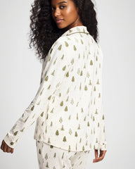 Soma / Long-Sleeve Notch Collar Pajama Top FESTIVE FIRS CHAMP DREAMS