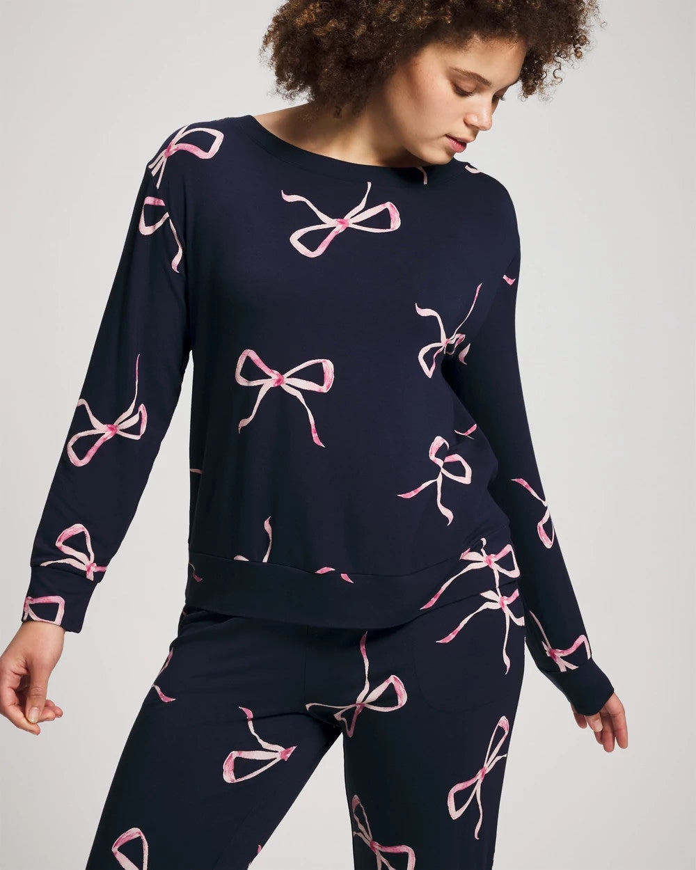 Soma / Long-Sleeve Pajama Top BELOVED BOWS GRAND NAVY
