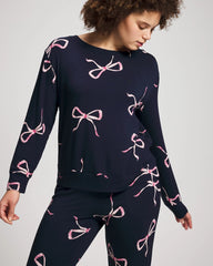 Soma / Long-Sleeve Pajama Top BELOVED BOWS GRAND NAVY