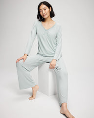 Soma / Pointelle Long Sleeve Pajama Top GREEN MIST