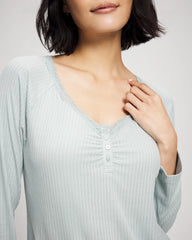 Soma / Pointelle Long Sleeve Pajama Top GREEN MIST