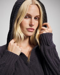 Soma / Cable Knit Plush Hoodie GRAY INK