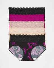 Soma / Hipster Panty with Super Soft Enchanting Lace 5 pack GILDED BLOOMS MULTI PACK