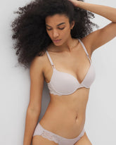 Soma / Push-Up Plunge Bra with Lace GRAY GLASS