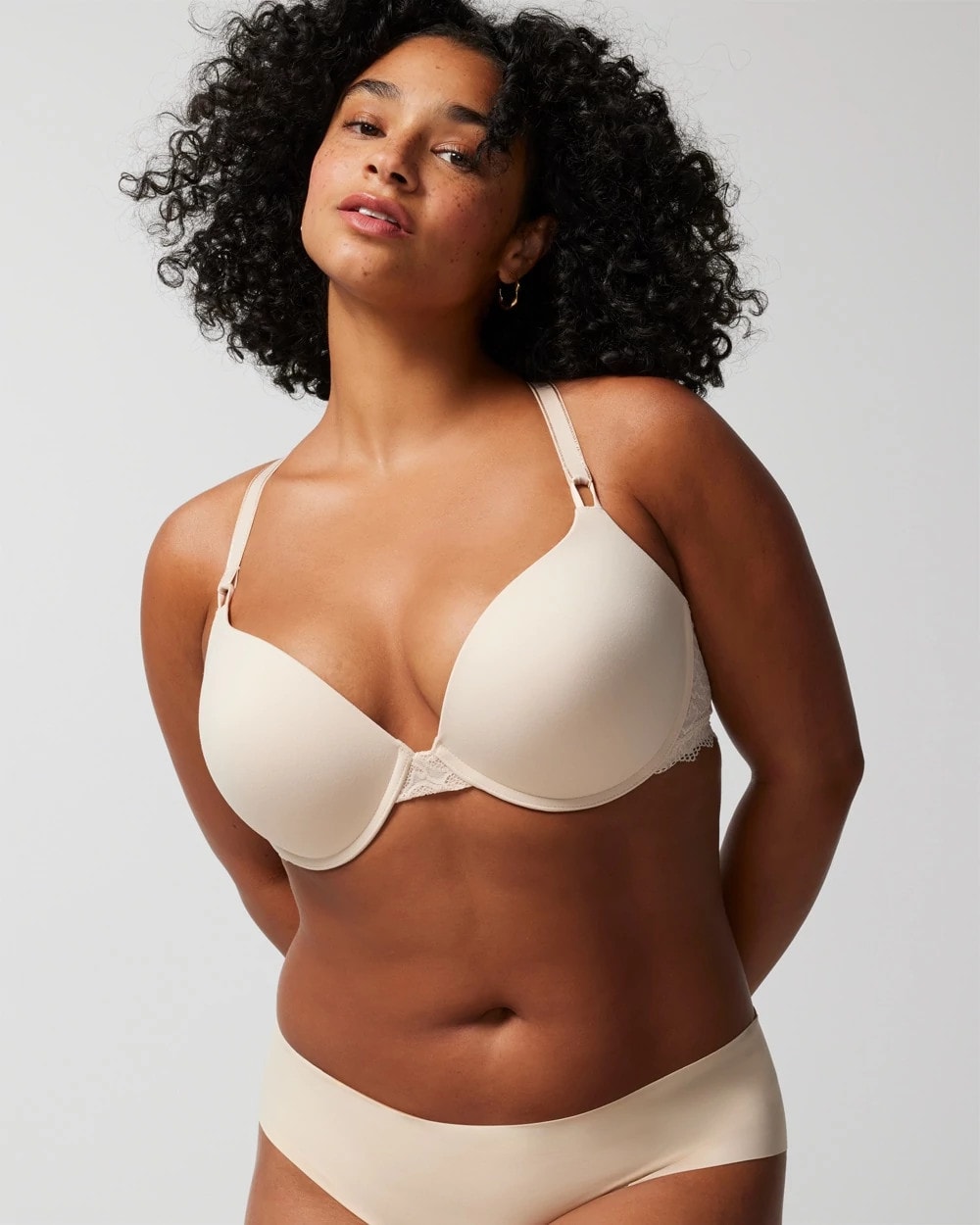 Soma / Push-Up Plunge Bra with Lace PALE SAND