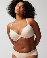 Soma / Push-Up Plunge Bra with Lace PALE SAND