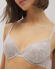 Soma / Plunge Bra with Lace GRAY GLASS