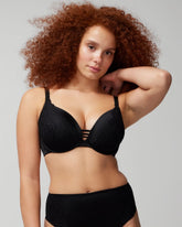 Soma / Push-up Plunge Bra with Lace BLACK