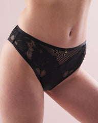Soma / French-Cut Brief Panty with Mesh and Lace BLACK