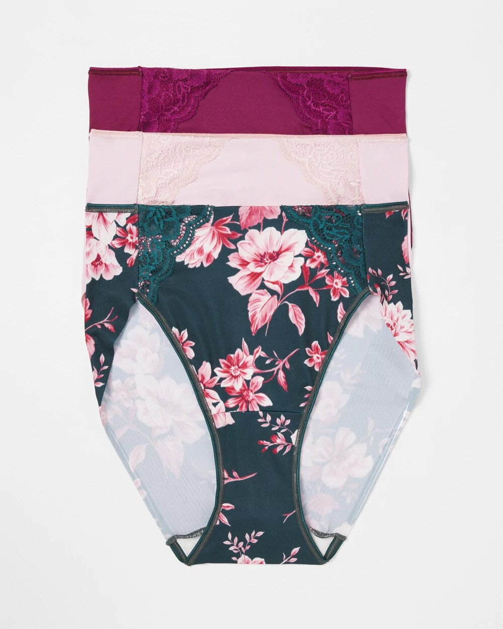 Soma / High-Leg Brief Panty with Lace 3 Pack COTTAGE FLORAL MULTI PACK