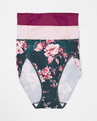 Soma / High-Leg Brief Panty with Lace 3 Pack COTTAGE FLORAL MULTI PACK