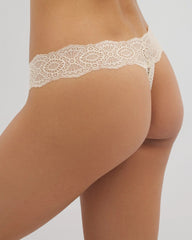 Soma / Embraceable Thong Panty with Crochet Lace PALE SAND