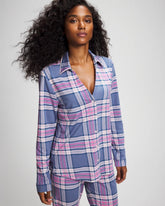 Soma / Long-Sleeve Notch Collar Pajama Top PRETTY PLAID SUNDOWN