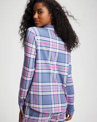 Soma / Long-Sleeve Notch Collar Pajama Top PRETTY PLAID SUNDOWN