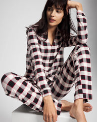 Soma / Long-Sleeve Notch Collar Pajama Top DREAMSCAPE PLAID BLACK
