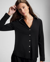 Soma / Long-Sleeve Notch Collar Pajama Top BLACK