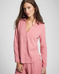 Soma / Long-Sleeve Notch Collar Pajama Top ANTIQUE PINK