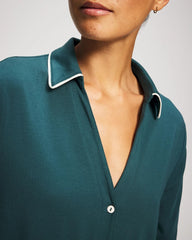 Soma / Long-Sleeve Notch Collar Pajama Top DEEP TEAL