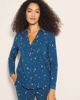 Soma / Long-Sleeve Notch Collar Pajama Top INTO THE NIGHT BLUE
