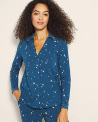 Soma / Long-Sleeve Notch Collar Pajama Top INTO THE NIGHT BLUE