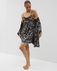 Soma / Short Robe PLUMERIA BLOOMS BLK CH