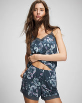 Soma / Lace-Trim Pajama Shorts FLORA SHIMMER PETROL