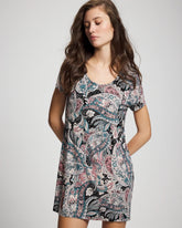 Soma / Short Sleeve Scoop Neck Sleepshirt REGAL PAISLEY BLACK