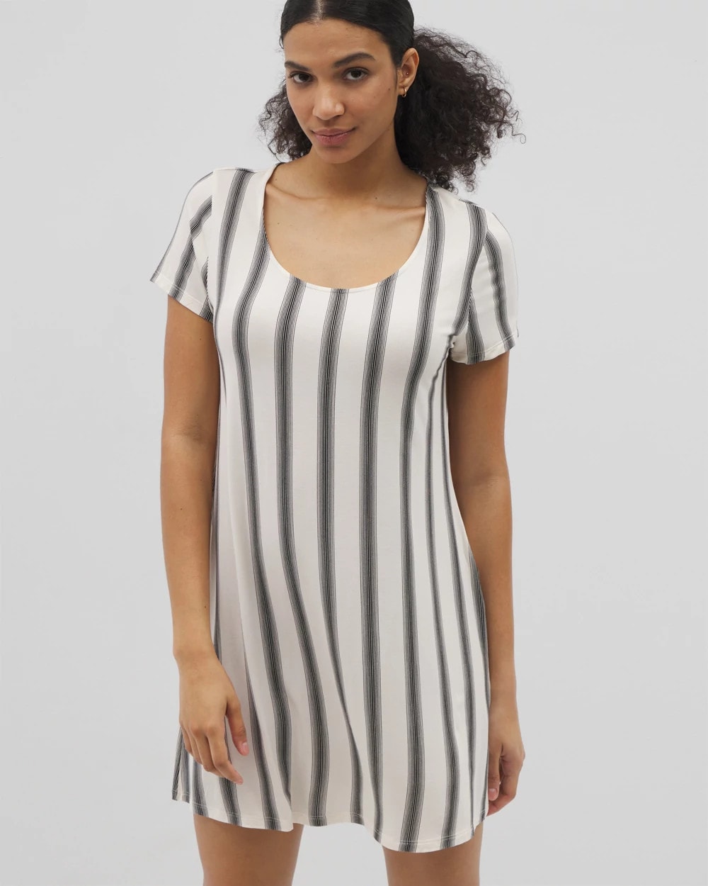 Soma / Short Sleeve Scoop Neck Sleepshirt HAMPTON STRIPE BLACK