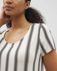 Soma / Short Sleeve Scoop Neck Sleepshirt HAMPTON STRIPE BLACK