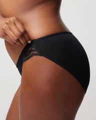 Soma / Cotton Blend Bikini Panty with Lace BLACK