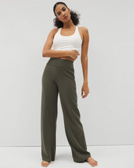 Soma / High-Waist Wide-Leg Pants DARK GRAY OLIVE