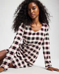 Soma / Long-Sleeve Sleepshirt DREAMSCAPE PLAID BLACK
