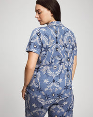 Soma / Short Sleeve Notch Collar Pajama Top BOTANICAL TILE SUNDOWN