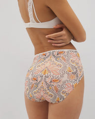 Soma / Vanishing Edge Microfiber Modern Brief Panty with Lace VINE PAISLEY CHAMPAGNE M