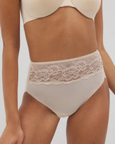 Soma / Vanishing Edge Microfiber Modern Brief Panty with Lace PALE SAND