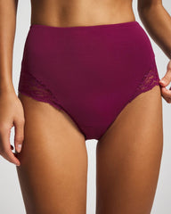 Soma / Tummy High-Waist Brief Panty with Lace POMEGRANATE WINE