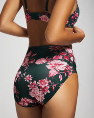 Soma / Tummy High-Waist Brief Panty with Lace COTTAGE FLORAL MINI GREEN