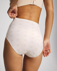 Soma / Tummy High-Waist Brief Panty with Lace DRAMA DOTS CHAMPAGNE