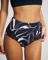 Soma / Tummy High-Waist Brief Panty with Lace NOUVEAU FLORA MINI NAVY