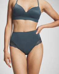 Soma / Tummy High-Waist Brief Panty with Lace PETROL