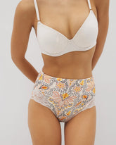 Soma / Tummy High-Waist Brief Panty with Lace VINE PAISLEY CHAMPAGNE M