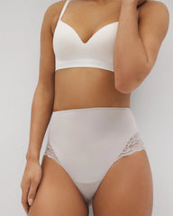 Soma / Tummy High-Waist Brief Panty with Lace GRAY GLASS