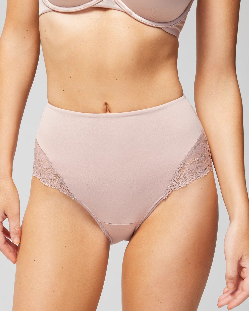 Soma / High-Waist Brief Panty with Lace ADOBE ROSE