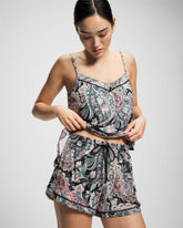 Soma / Relaxed Piped Pajama Short REGAL PAISLEY BLACK