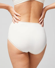 Soma / Cotton Brief Panty with Lace Trim IVORY