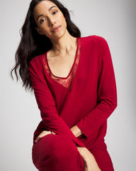 Soma / Lace Long Sleeve Pajama Top PAINT THE TOWN RED