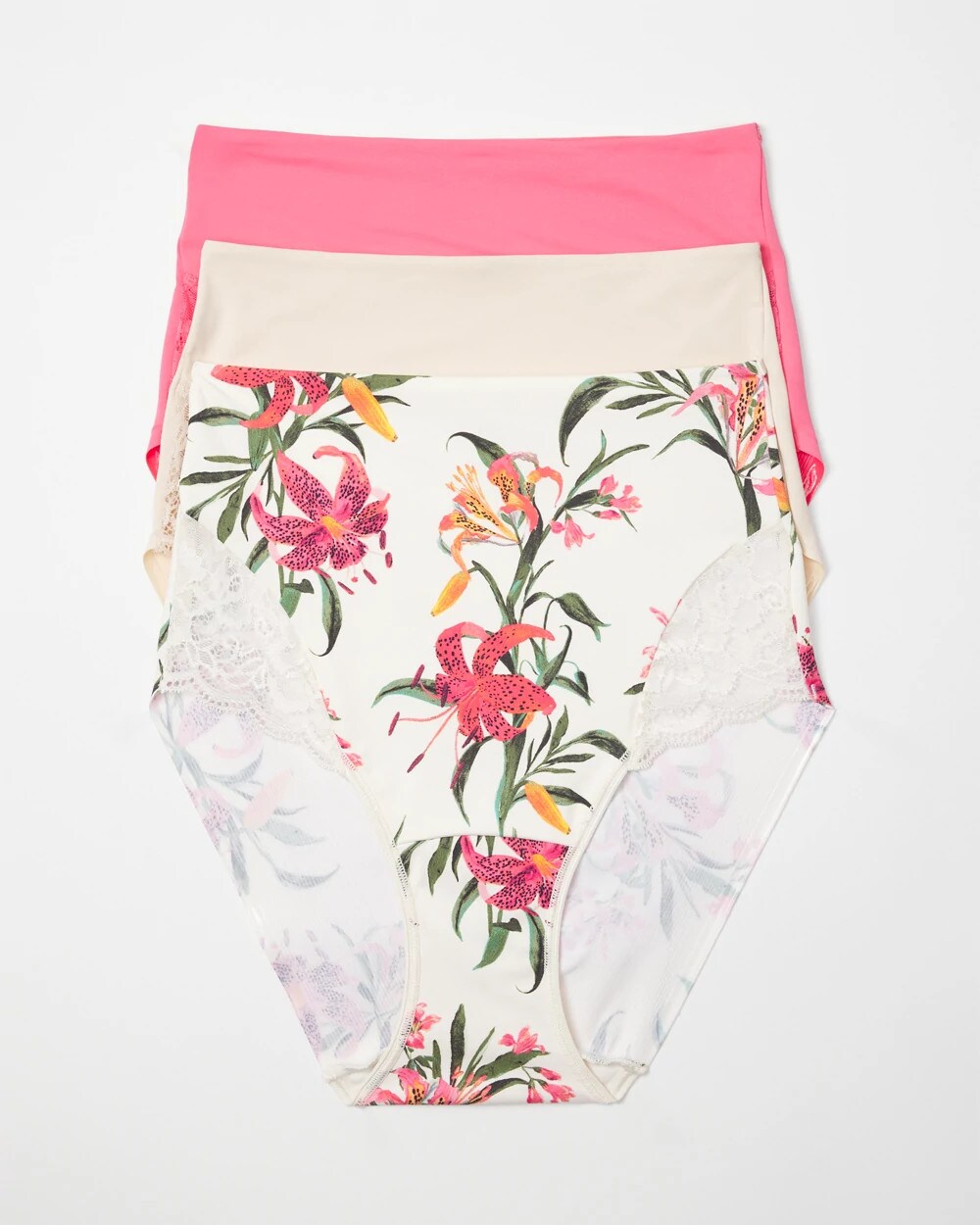 Soma / Tummy High-Waist Brief Panty with Lace 3 Pack CAMELLIA ROSE MULTIPACK