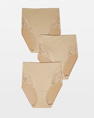 Soma / Tummy High-Waist Brief Panty with Lace 3 Pack WARM AMBER MULTIPACK